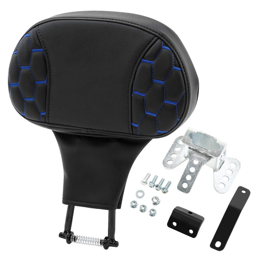 Low Profile Rider Backrest Pad Sissy Bar Hexagon Harley Touring 09-24 Black Blue