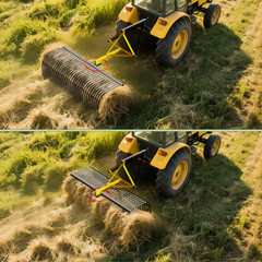 3 Point 60” Rotating Landscape Rock Rake for Category 1 Tractor Attachment Back