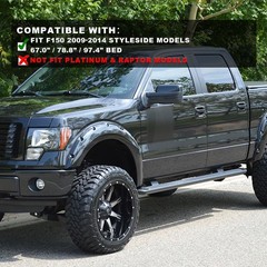 F150 Styleside Textured Riveted Fender Flares 2009-2014 Ford F150 Compatible