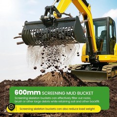 23.6 in/600MM Mud Bucket Mini Excavators Digger Steel Screening Skeleton Bucket