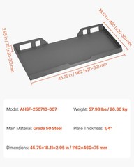 VEVOR 1/4 in Skid Steer Mount Plate 3000lbs Quick Attach Skid Steer Loader Plate