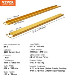 Forklift Extensions, 84 Inch Fork Extensions 4.5 Inch Width, Heavy Duty Fork …