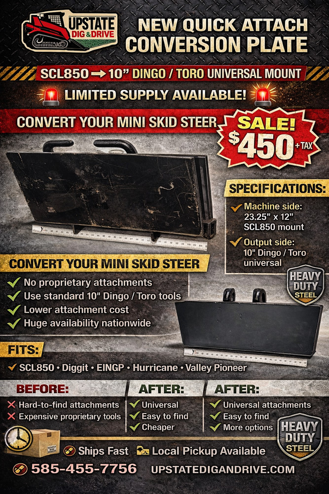 Mini SkidSteer Quick-Attach Plate SCL EINGP HURRICANE to Toro/Dingo Universal