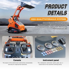 24HP Mini Track Skid Steer Loader, RATO 2-Cylinder Engine, 3-Pump Hydraulic Syst