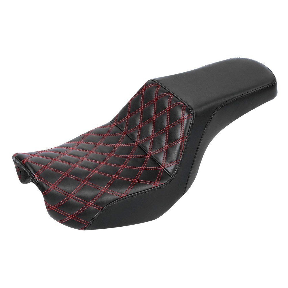 Motorcycle 2-Up Rider Passenger Seat For Street Bob FXDB 06-17 Red Stitching