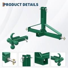 3 Point Hitch Receiver – 2″ Receiver & Towing Ball Mount for Implements Hauling