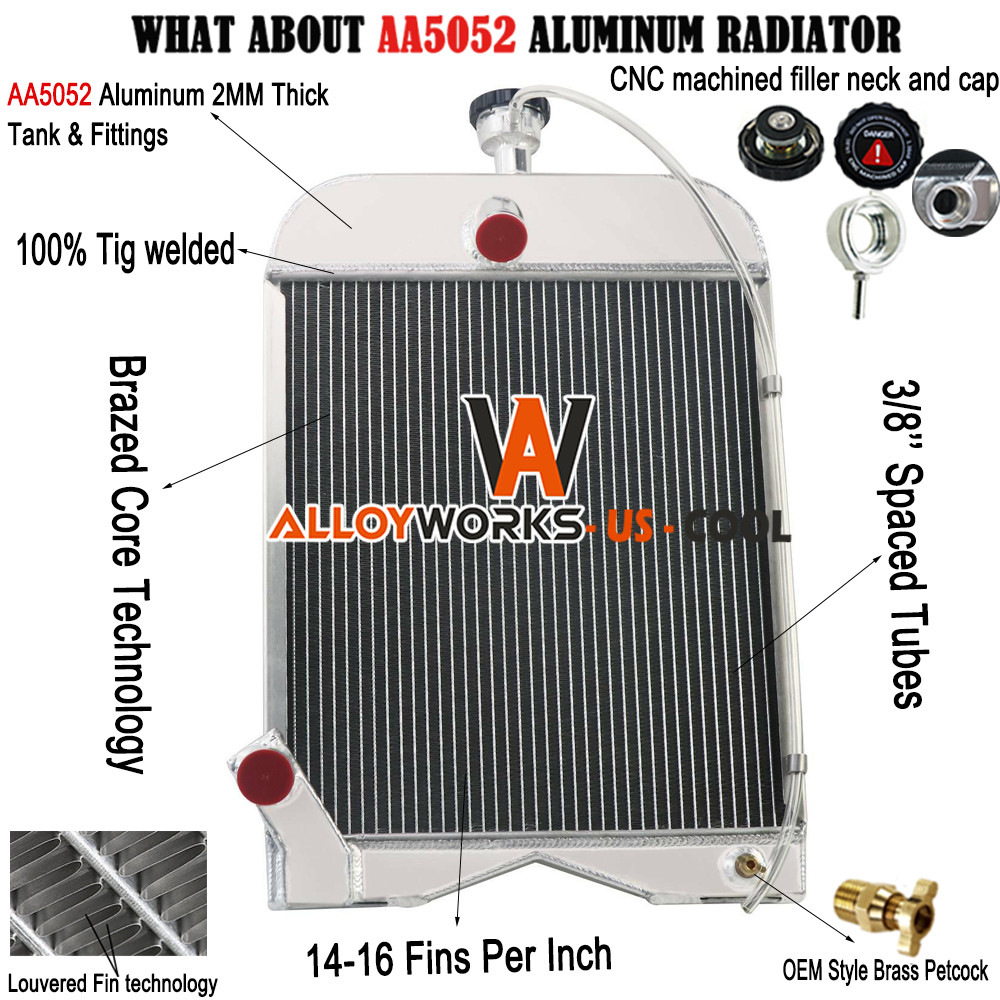For Ford 8N 9N 2N Models 8N8005 86551430 3 Row Aluminium 8N Tractor Radiator