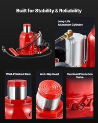 Air Hydraulic Bottle Jack, 50 Ton (110231.5 lbs) Capacity, 10.4-16.1 Inch Liftin