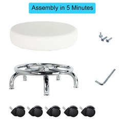 Modern Roller Seat PU Leather Low Round Rolling Stool 360° Swivel Small Stool…