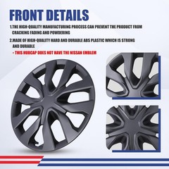 17” Nissan Rogue Hubcaps 2014-2020, 4 Packs, ABS+PC, Matte Black | Nissan