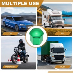 20Pcs 21mm Wheel Lug Nut Cover Bolt Caps Car Tire Nut Cover with Tongs Green