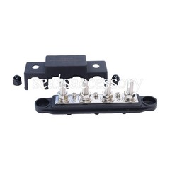 New Red & Black 5/16″ 4 Stud Power Distribution Block -BUSBAR- With Cover