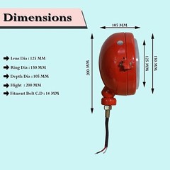 David Brown 700 800 900 1200 Apsmotiv Red Headlights set Assemblies 12v Bulbs