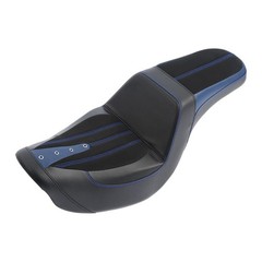 Dyna Wide Glide Low Rider Driver Passenger Seat Blue Brown Stitching 2006-2017