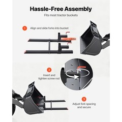 Uimoso 2000/4000 lbs Clamp on Pallet Forks for Tractors 43″/60″ bucket forks