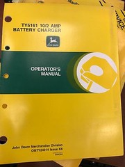 John Deere Operators Manual TY5161 10/2 AMP Battery Charger #OMTY24014