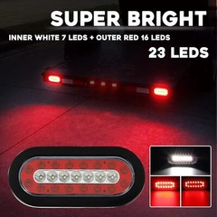 2Pcs 6.3″ inch Oval Truck Trailer Tail Lights 23 LED Stop Brake Lights