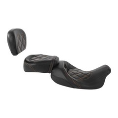 Rider Seat Sissy Bar Trunk Pad Brown Stitch 09-20 Touring Road King Street Glide