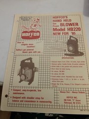 HOFFCO HANDHELD BLOWER MODEL HB220 1985 SALES BROCHURE 150 MPH KAWASAKI