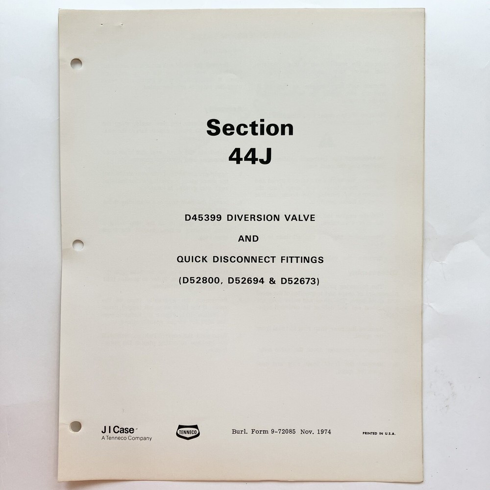 JI Case D45399 Diversion D52800 D52694 D52673 Quick Connect 1974 Vtg Original