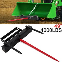 49″ Hay Spear Bale Spear Skid Steer Loader Tractor Bucket Attachment Quick Attac
