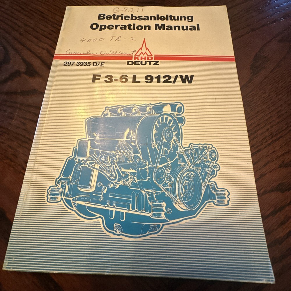 KHD DEUTZ F 3-6 L 912W Diesel Engine Instruction Manual 297 3935 D/E
