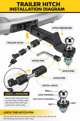 Trailer Hitch Ball Mount, for 2″ Receiver with 2-5/16″ Ball 2″ Drop 7500 lb