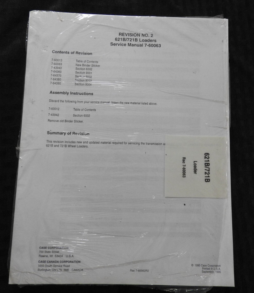 1985-1999 CASE 621B 721B TRACTOR LOADER BACKHOE SERVICE MANUAL REVISION 2