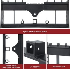 Skid Steer Pallet Fork Frame W/ Receiver Hitch & Spear Sleeves for Bobcat 3000lb