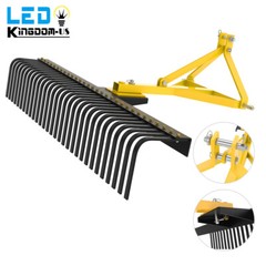 60″ 3 Point Landscape Rock Rake Category 1 Tractor Attachment Soil Gravel Lawn