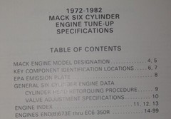 MACK TRUCK V6 1977 1978 1979 1980 1981 1982 ENGINE TUNE-UP SPECIFICATION MANUAL