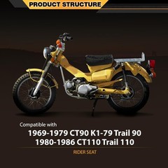 Seat Honda CT90 K1-79 Trail 90 1969-1979 CT110 Trail 110 1980-1986 Black
