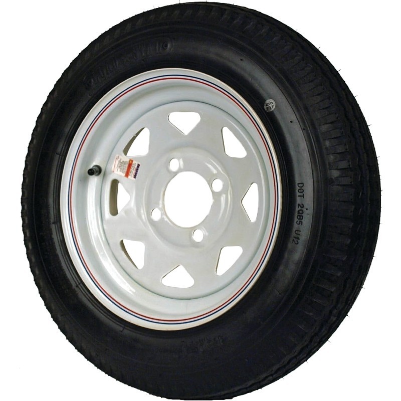 MARTIN Wheel DM412B-4I Trailer Tire, 1120 lb Withstand, 4 in Dia Bolt Circle, Ru