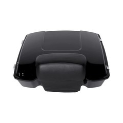 Vivid Black Chopped Trunk Luggage w/Passenger Backrest Pad for Touring 1997-2013