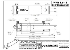 Hydraulic Cylinder Welded Double Acting 3.5″ Bore 16″ Stroke PinEye End 3.5×16