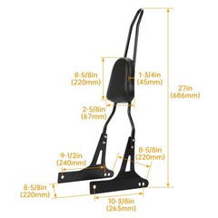 Detachable Black Sissy Bar Backrest for 06-up Dyna Street Bob FXDB