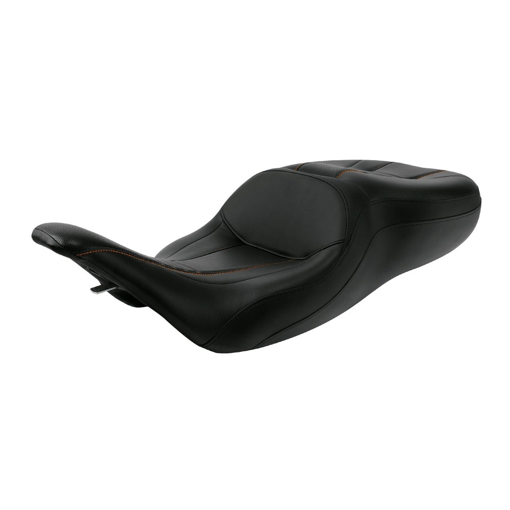 Driver Passenger 2-Up Seat Black Orange Stitching Electra Glide FLHTC 97-07