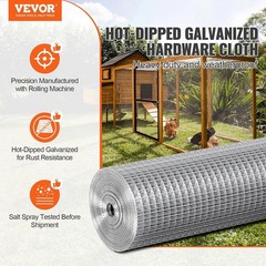 Hardware Cloth, 1/2 inch 24in x 25 ft 19 Gauge, Hot Dipped Galvanized Wire Mesh