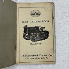 Cleveland Cletrac Model 20-K Crawler Tractor Instruction Book