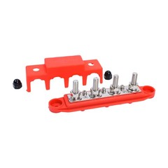 Red & Black 5/16″ 4 Stud Power Distribution Block -BUSBAR- With Cover