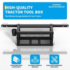 Heavy Duty Tractor Tool Box 23.5”x10”x10” Multi-Function Tractor Accessories