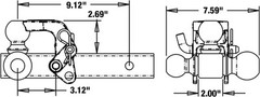 1802279 Tri-Ball Truck Hitch With Hook, Solid Shank for 2…