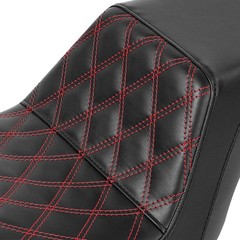 Motorcycle 2-Up Rider Passenger Seat For Street Bob FXDB 06-17 Red Stitching