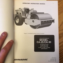 Dynapac CA-25 CA-30 OPERATORS MANUAL OPERATION MAINTENANCE GUIDE VIB COMPACTOR