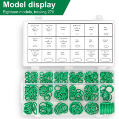 270 Pcs Car Air Conditioning O Ring Kit, Seal Rubber O-Rings Assortment O-Ring A