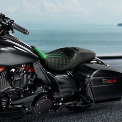 2-Up Seat Green Leather Electra Glide Classic Street Glide Road Glide 2009-2023