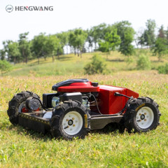 Remote-controlled gasoline lawn mower, suitable for backyards and outdoors.
