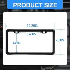 Matte Black 2-Pack License Plate Frames, Rust-Proof Aluminum Holder with No-Cove