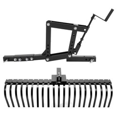 60″ 1 Point Hitch Adjustable Lift Landscape Rake For ATV UTV Gravel Lawn Tractor