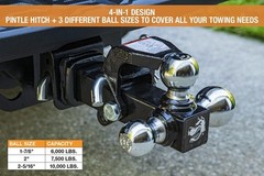 1802279 Tri-Ball Truck Hitch With Hook, Solid Shank for 2…